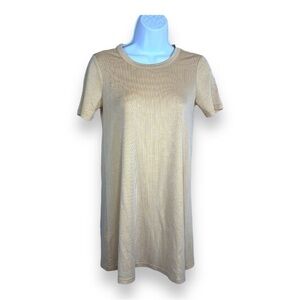 XS BCBGENERATION MUSTARD YELLOW WHITE STRIPED TUNIC TOP STRETCH